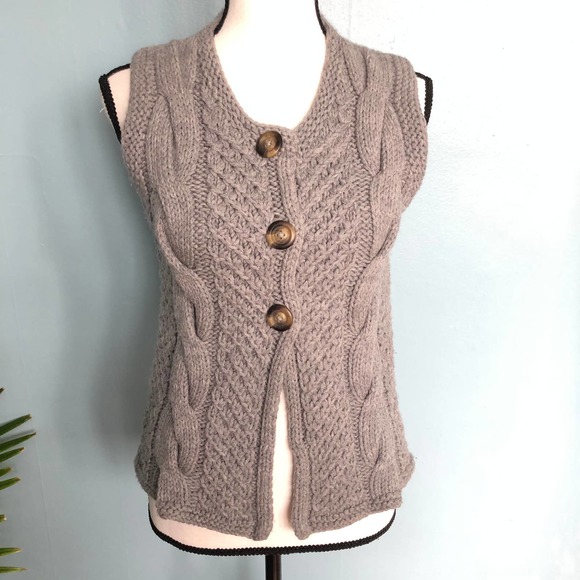 Boden Gray Wool Button Front Sweater Vest Sz 6
